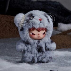 Plush Grey Tiger Hooded Kids Character Toy